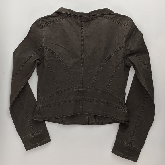 Moon Collection Moto Jacket Womens Sz Small Army Green Biker - Picture 2 of 16